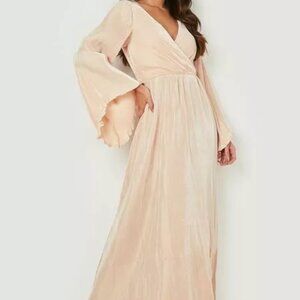 Pleated Bridesmaid Dress in Champagne